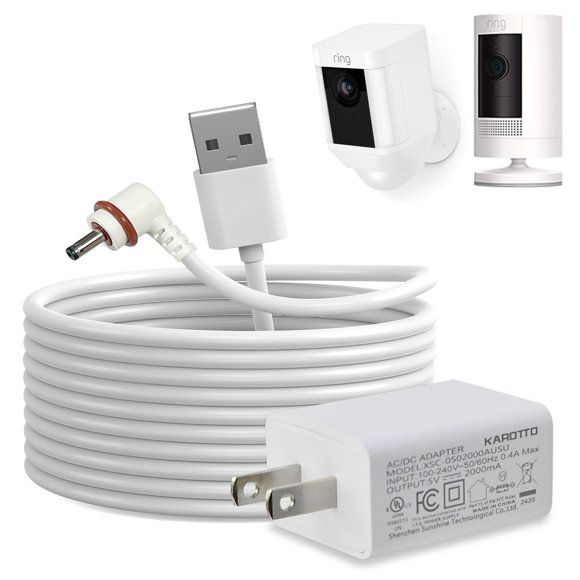 Cable de carga y adaptador de corriente 5V2A para Ring Stick Up Cam