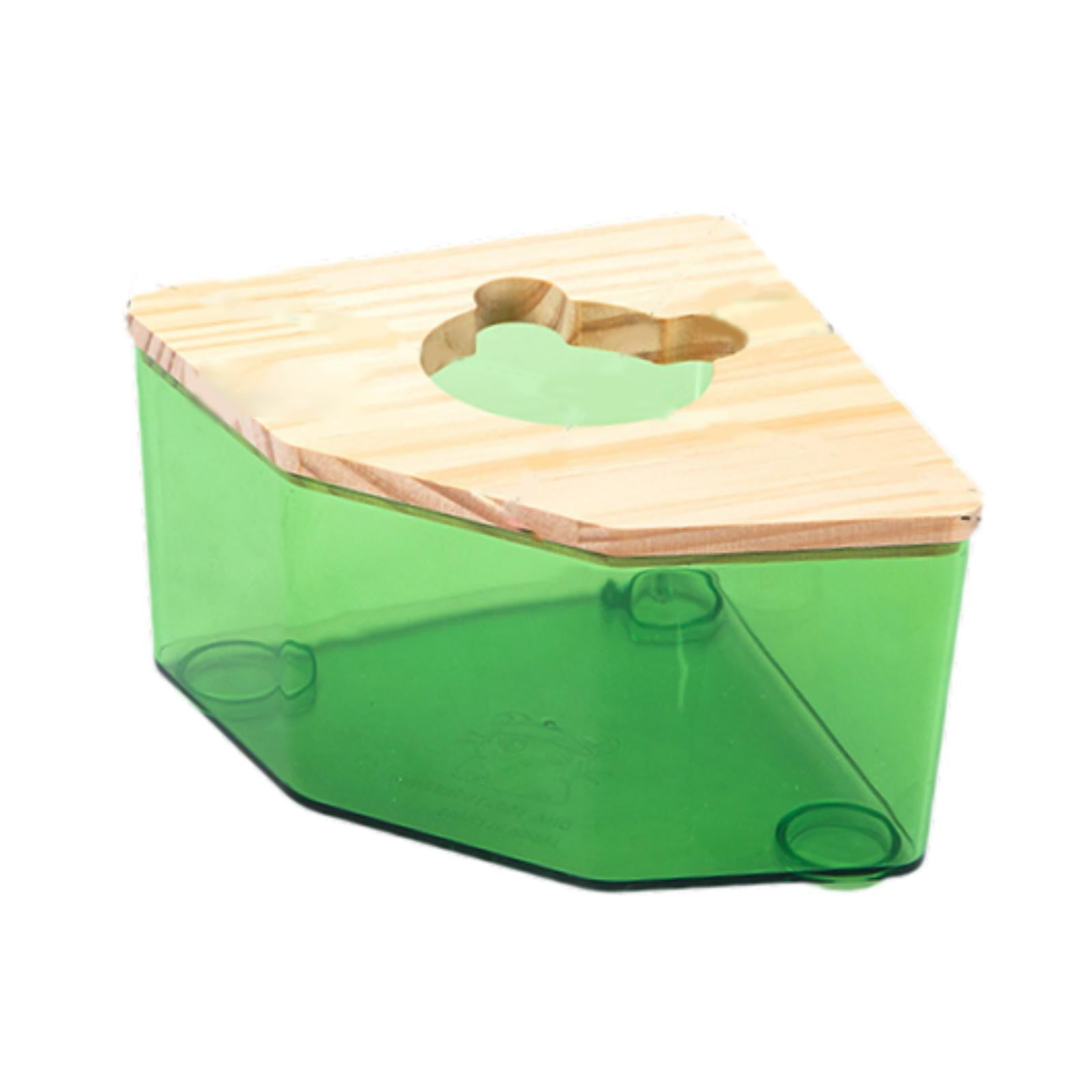 Magideal - Bañera De Arena Para Hámster Con Tapa De Madera, Baño Pequeño Para Mascotas, Cuarto De Ducha, Contenedor De Baño De Arena Acrílica Para Jerbos, Animal Verde