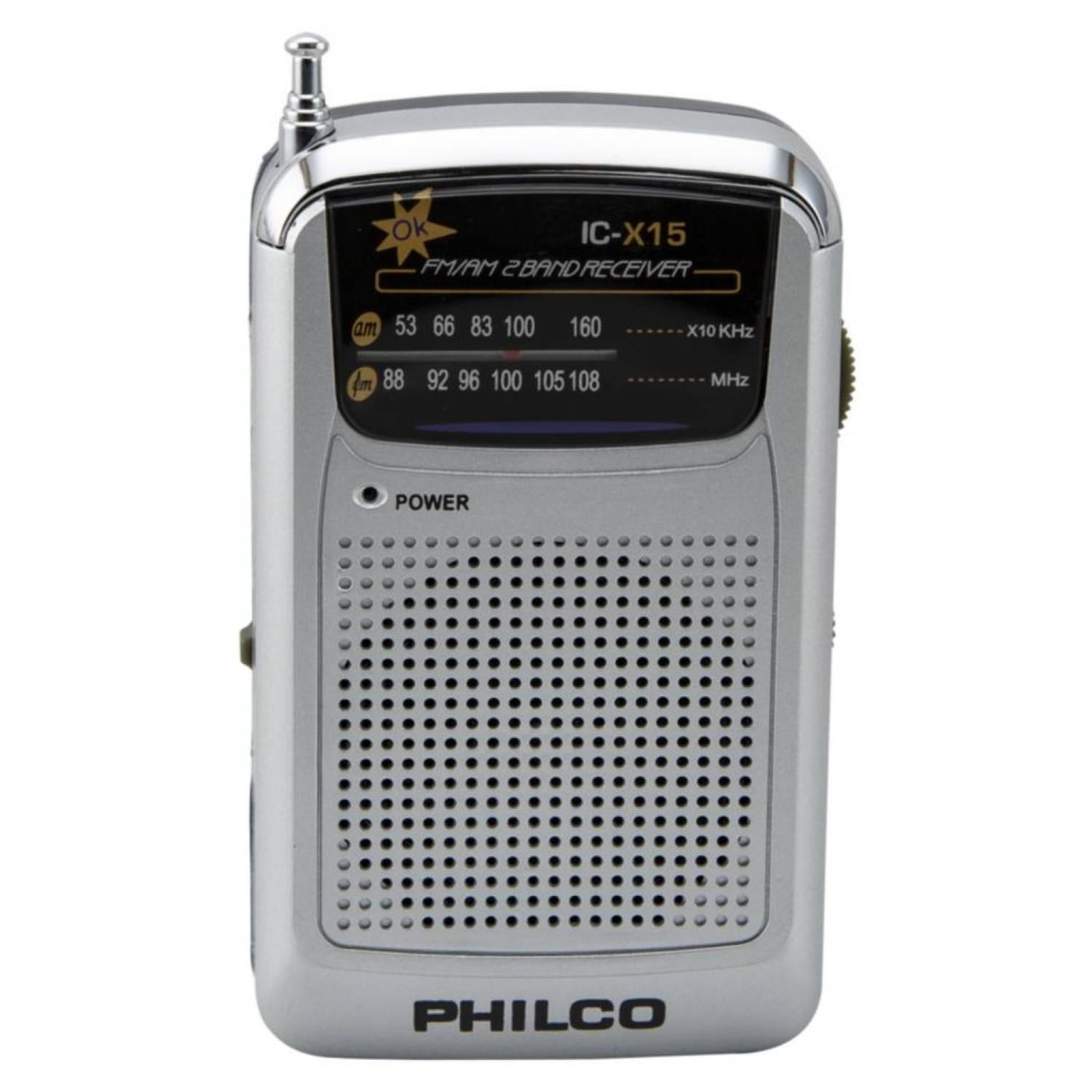 Philco - Radio De Bolsillo Retro Am Fm Gris Ic-x15