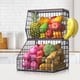 thumbnail image 1 of Frutero, cesta de frutas para encimera de cocina, cesta colgante apilable de pared, cesta de alambre con tapa de madera y ganchos para colgar plátanos, cesta para cebollas, almacenamiento de frutas y, 1 of 5