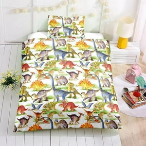 Milsleep - 3D Dinosaurio Niños Patrón Funda Nórdica Ropa De Cama Set Funda De Edredón Fundas De Almohada