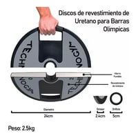 Genérico - Disco Olímpico 5 Kg Profesional Pesas Barras De Uretano