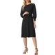 thumbnail image 1 of INSPIRE CHIC Vestido de Mujer de Punto con Cuello Redondo, Mangas 3/4 de Linterna, Cinturón y Dobladillo Plisado S Negro, 1 of 6