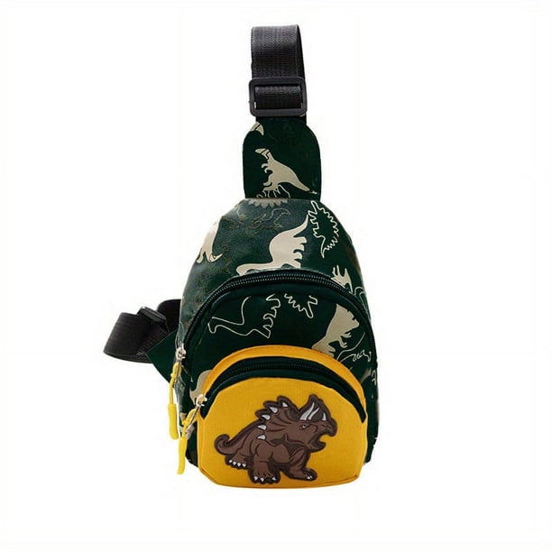 Boys Casual Cute Cartoon Dinosaur Crossbody Bag, Lightweight Breathable Chest Bag Decorative Accessories Children's Bag