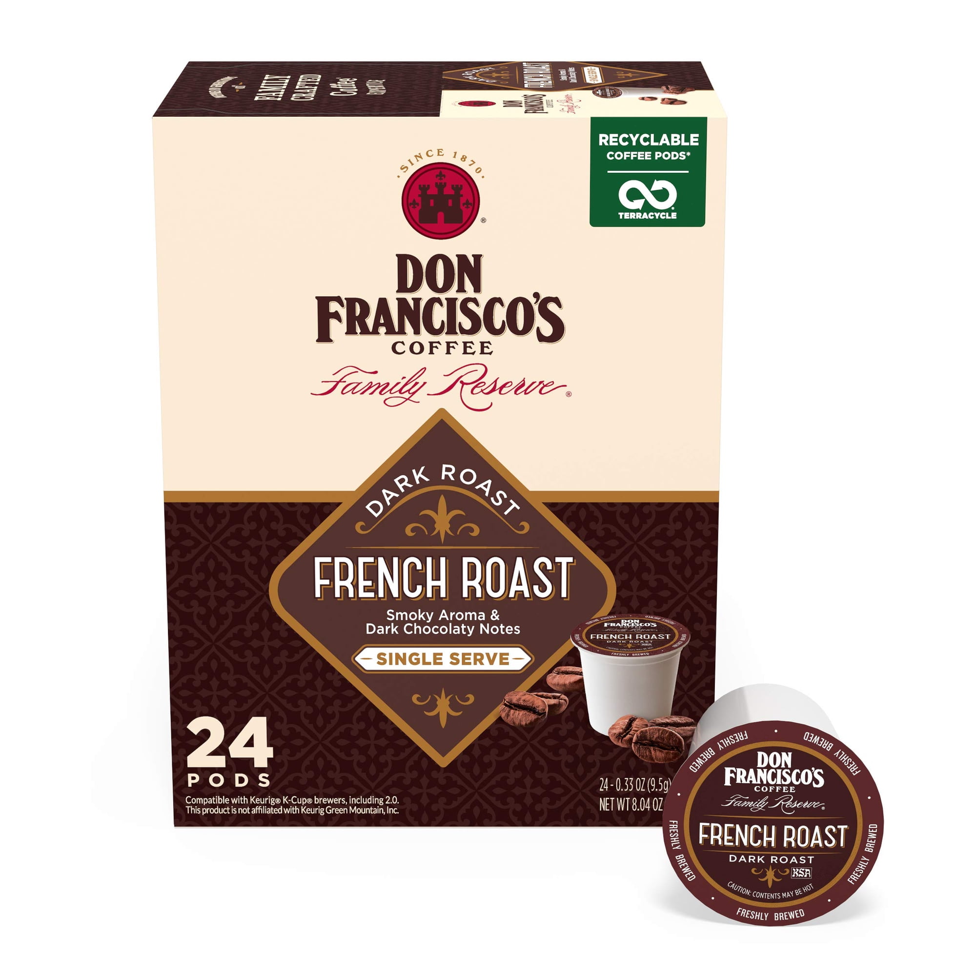 Don Francisco’s Coffee - Cápsulas De Café Don Francisco's French Roast, 24 Unidades, Tostado Oscuro