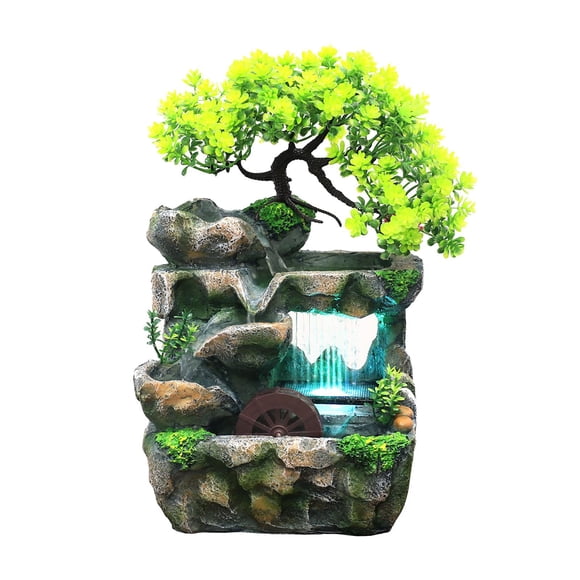 Fuente De Agua De Mesa De Resina Con Mini Cascada De Luz De 110 V Para Sala De Estar