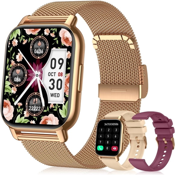 Smartwatch para mujer con 3 correas, llamadas Bluetooth y monitor de actividad