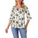 thumbnail image 1 of INSPIRE CHIC Top de Mujer Otoño Floral Casual Cuello Cuadrado Manga 3/4 con Volantes Túnica M Beige, 1 of 6