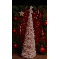 Aladdins Shop - Arbol De Navidad Plegable Pino Rosa Nevado Artificial 180Cm - Armado Instantaneo