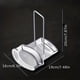 thumbnail image 2 of Organize Your Kitchen with our Stainless Steel Pot Cover Holder and Lid Rack Shelf - Free Punching Installation, Removable Shelf, and Drain Tray Bracket for Tabletop Convenience - Includes Soup Spoon, 2 of 5