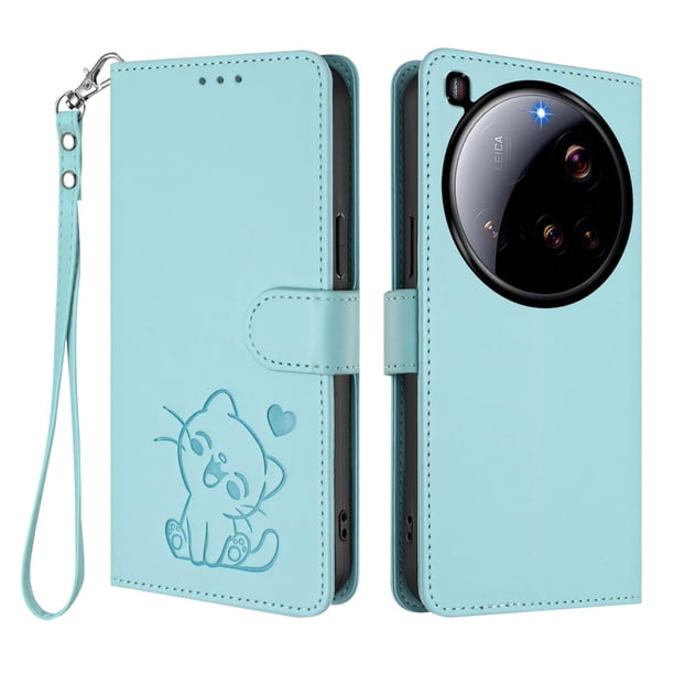 Xiaomi 15 Ultra Funda Billetera con Ranuras para Tarjetas, Verde Claro