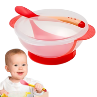 Genérica - Set Alimentación Bebé Cuchara Pocillo Con Ventosa Fijación Roja