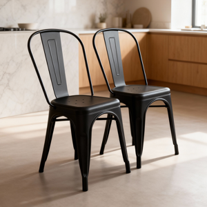 Venhoouse - Pack 2 Sillas Diseño Tolix Negro