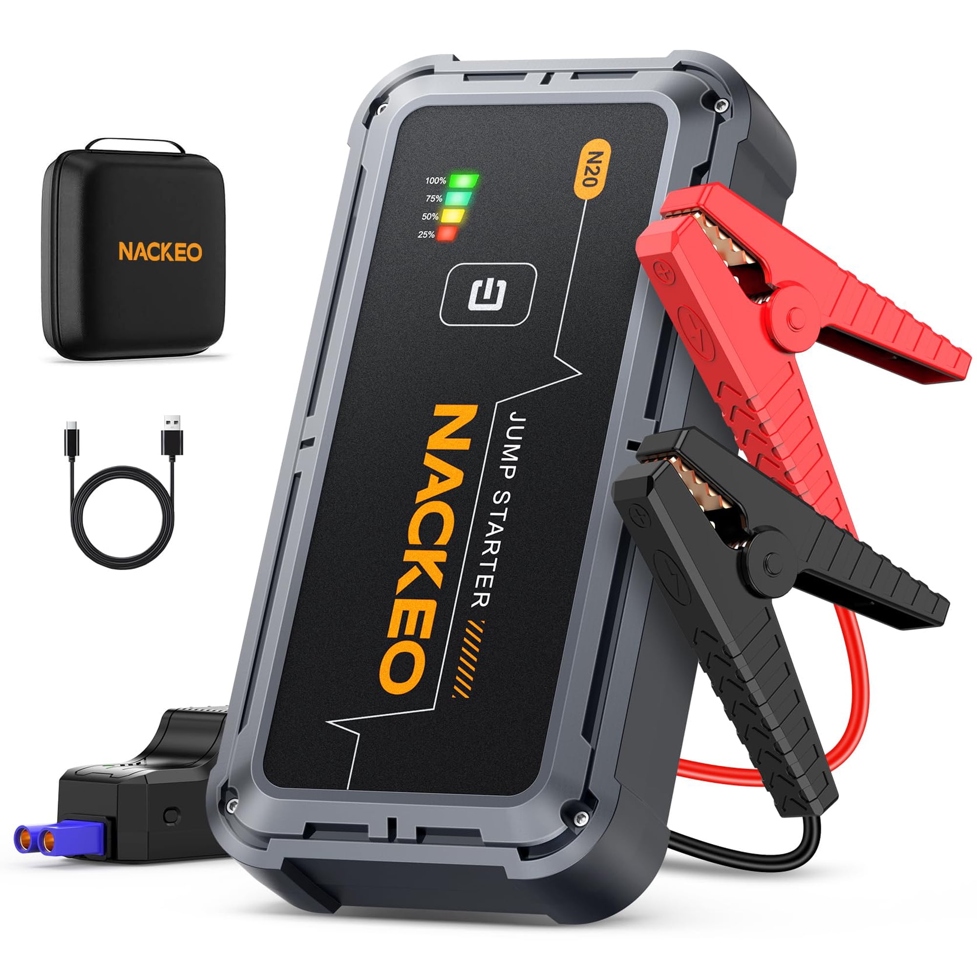 Arrancador De Batería Portátil Nackeo 7000a 12v Con Luz Led