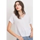 thumbnail image 1 of Blusa Thin Blue Line Cuello En V Borde Crudo Mangas Cortas Marshmallow L, 1 of 6