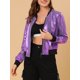 thumbnail image 5 of Chaqueta Bomber Corta con Cuello Alto y Cremallera Metálica para Mujer de INSPIRE CHIC XL Púrpura-1, 5 of 8