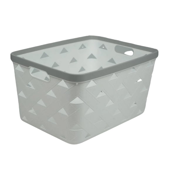 Canasto Organizador Plastico Multiusos Rattan 21 Litros - Blanco