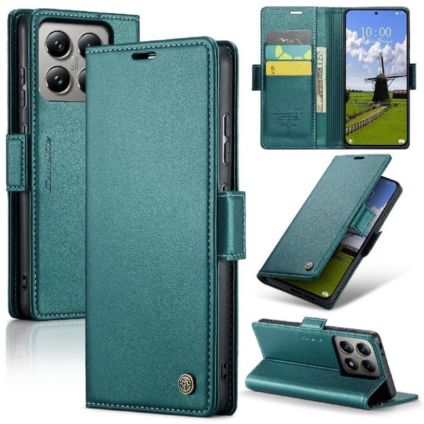 CaseMe tipo cartera Xiaomi 14T Pro con cierre magnético, RFID, tarjetero, soporte, carga inalámbrica