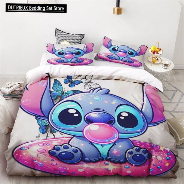 Duvet Cover Cute Cartoon Stitch Eating Cake One Quilt Cover Two Pillowcases Single Double Bed Queen King Size No Filling Inside