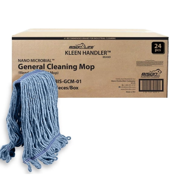 Repuesto de cabezal de mopa KLEEN HANDLER HEAVY DUTY, de algodón azul húmedo