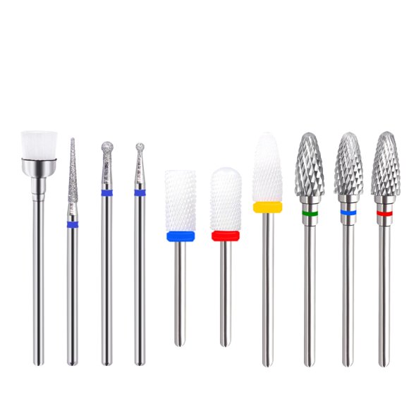 Juego de brocas para uñas Fantexy, 10 piezas de cerámica de carburo de tungsteno