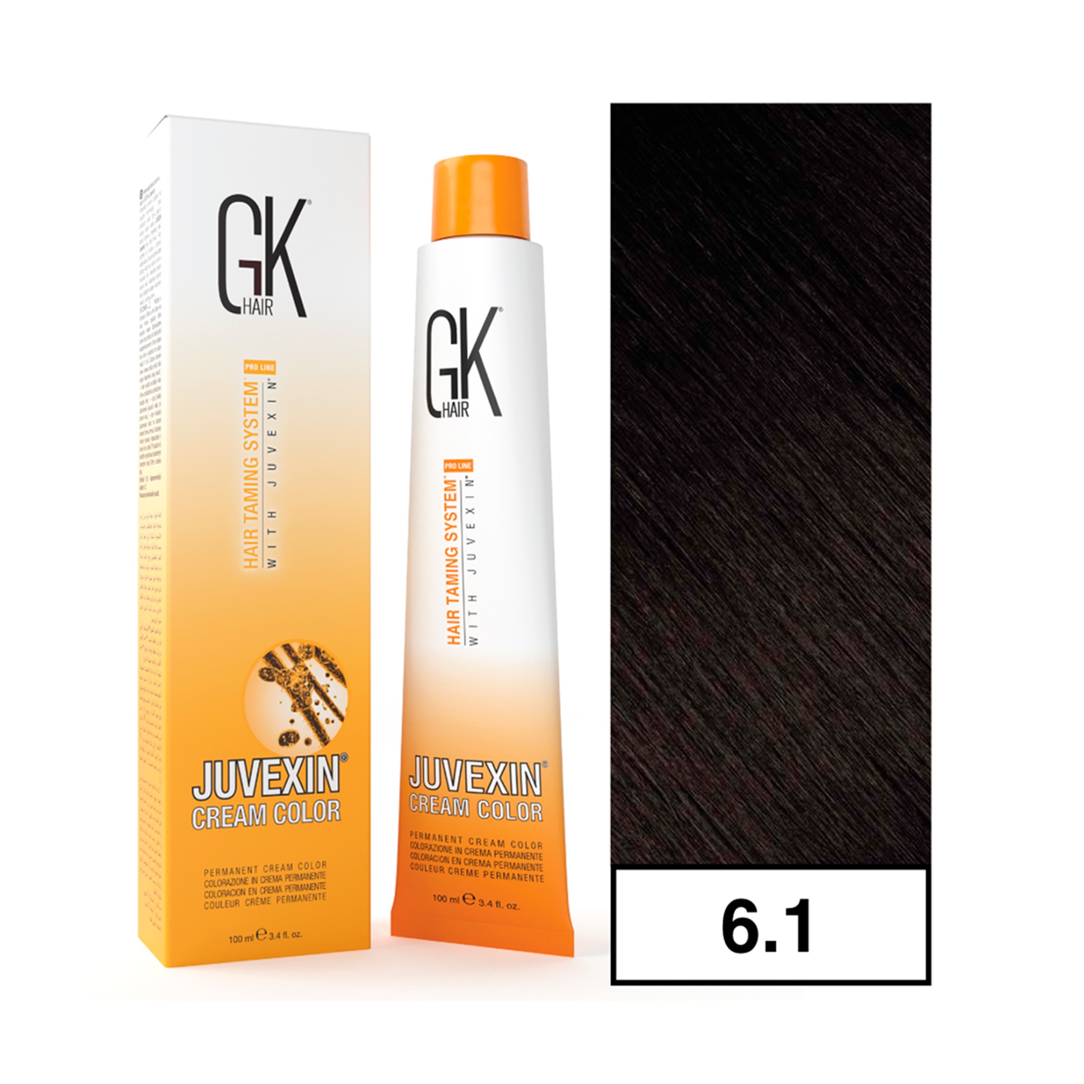 Gkhair - - Tintura Cream Color Permanente Vegana 100Ml + Oxidante - 6.1 Rubio Oscuro Ceniza