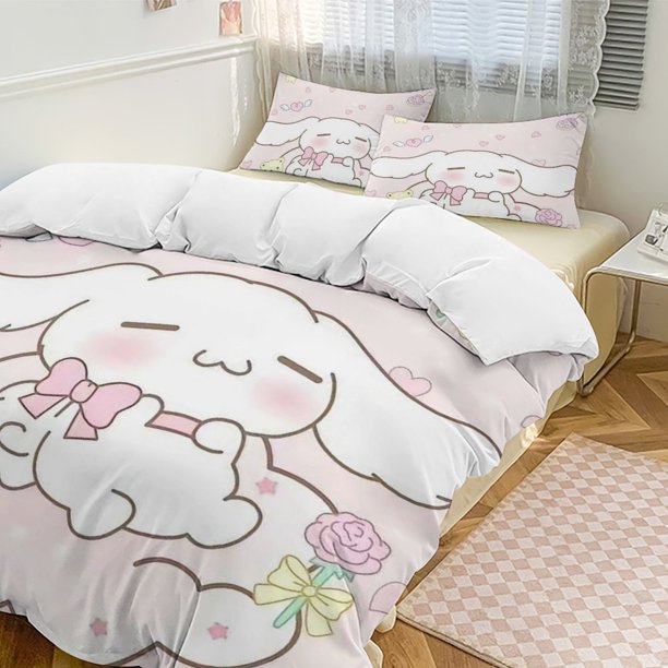 Cinnamoroll 3-Piece Twin Bed Set - Includes 1 Single Comforter And 2 Pillowcases Bedding - Fade Resistant Microfiber - Cinnamoroll