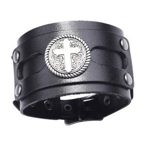 Ioensy - Brazalete De Cuero Pu Pulsera Hebilla Steampunk Hecho A Mano Negro