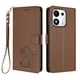 thumbnail image 1 of Honor 600 Smart Funda Billetera con Estampado de Gato, Marrón, 1 of 6