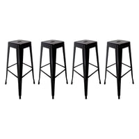 Global Latin Group - Pack 4 Taburete Alto De Metal Para Barra Negro