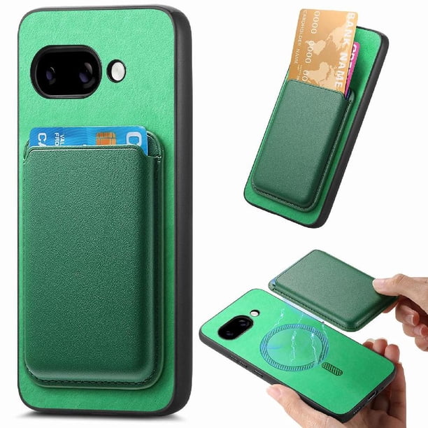 Funda de Cuero Magnética con Tarjetero para Samsung Galaxy S25 Edge Cubierta Delgada Verde