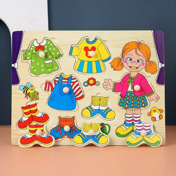 Wooden Mushroom Nail Hand Scratching Board Puzzle, Alphabet Number Wooden Nail Puzzle Enlightenment Early Education Cognition Children's Toys Baby Toys