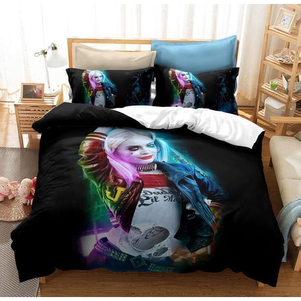 Harley Quinn Quilt Duvet Cover Set Super Bed 3 Piece3-Piece Bedding Set (1 Duvet Cover + 2 Pillow Shams)