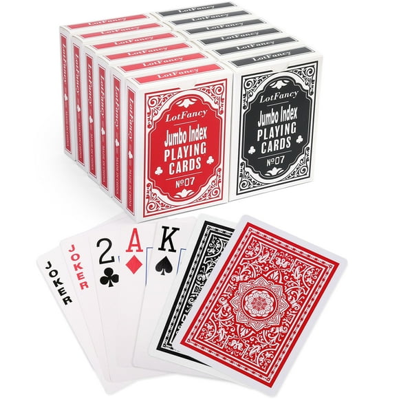 Juego de cartas LotFancy Jumbo Index con letra grande, tamaño póker