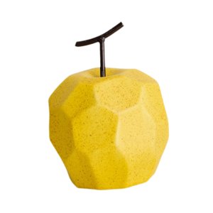 Magideal - Escultura De Fruta De Cerámica, Adorno De Fruta, Artesanía Moderna Y Sencilla, Estatua Geométrica De Fruta Para Decoración Del Hogar, Para Gabinete, E Manzana Amarilla