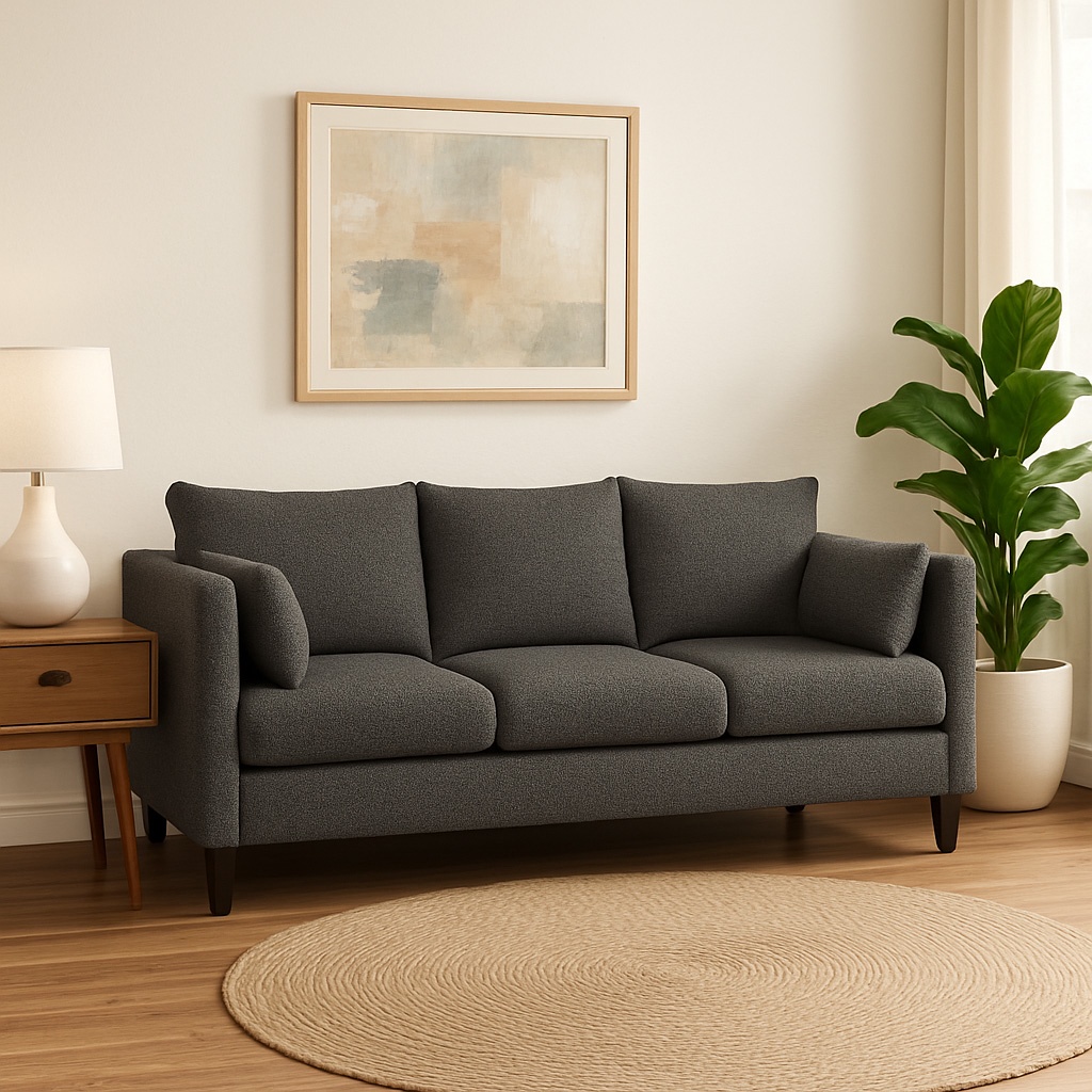 Casa Wow Deco - Sofá 3 Cuerpos Lumina Gris Oscuro Tela – Confort Y Estilo Para Tu Hogar