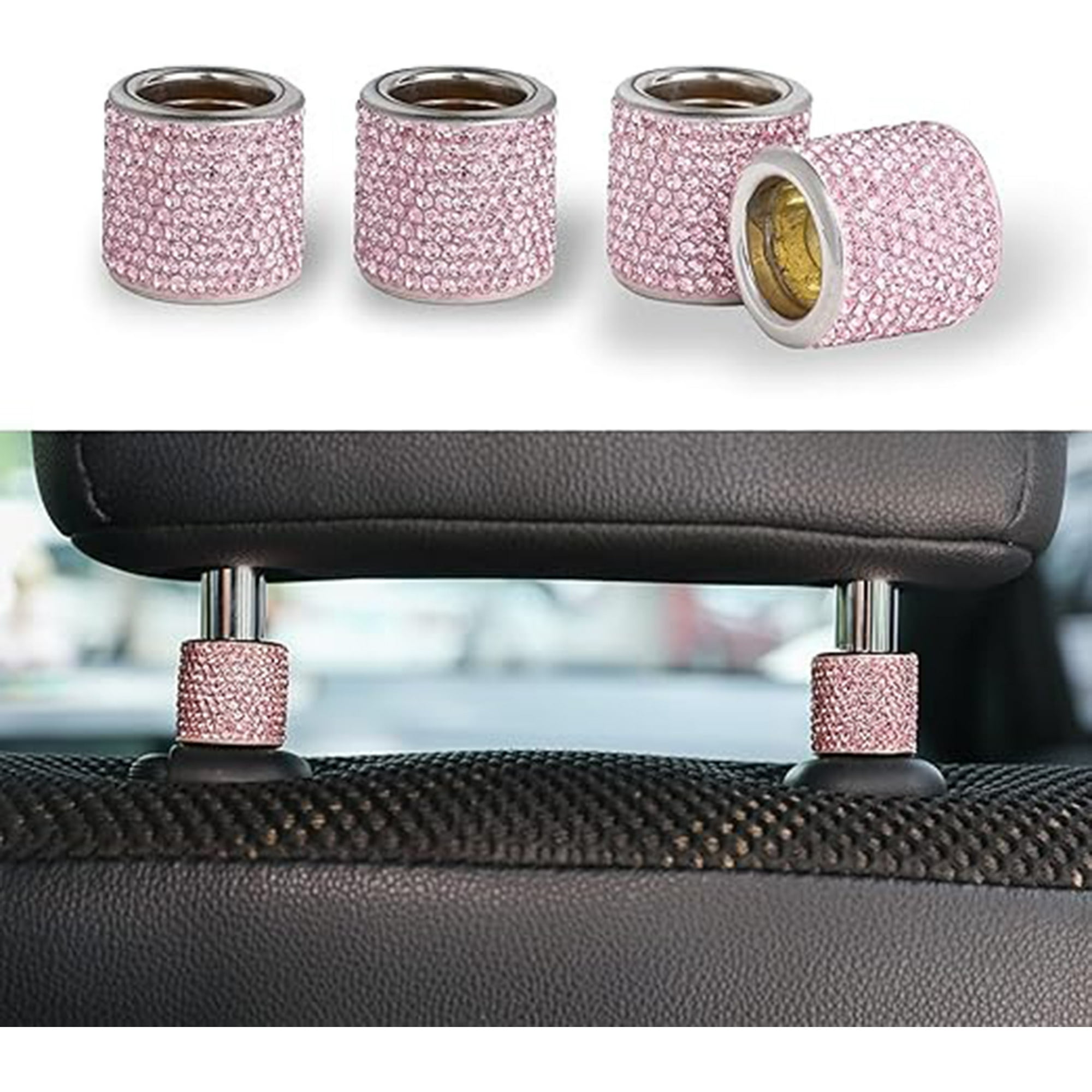 Veat00l - Decoración De Almohadillas Para Asientos De Automóviles, Decoración De 4 Almohadas Para Asientos De Automóviles, Accesorios Para Asientos Interiores De Automóviles De Diamantes Artificiales