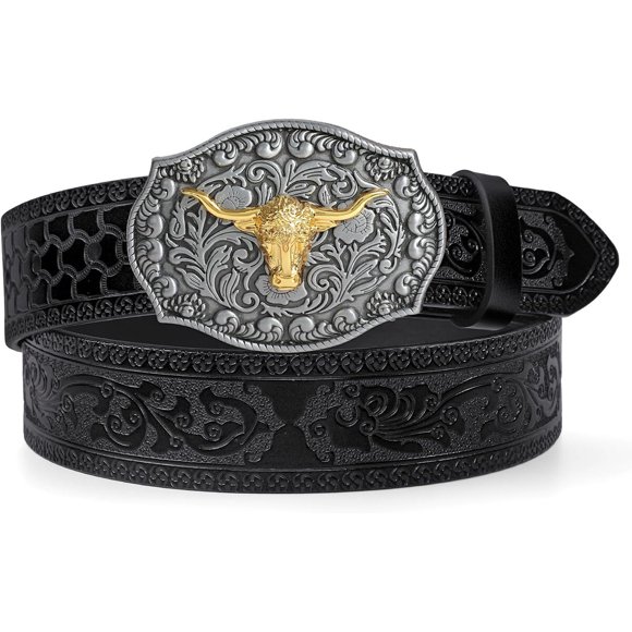 Cinturón TRIWORKS Western Ancho 3.8 cm Cuero Repujado Hebilla