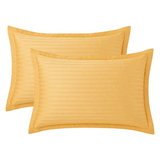 REGALWOVEN 2 Paquete de Fundas de Almohada de Poliéster, Fundas de Almohada Suaves y Frescas con Cierre de Sobre, Unisex, Resistentes a las Arrugas, Fundas de Almohada Duraderas Amarillas Queen