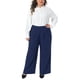 thumbnail image 2 of Agnes Orinda Pantalones de Colegio para Mujer Talla Grande, Cintura Alta Elástica, Pantalones de Negocios Largos y Rectos con Bolsillos 2X Azul Marino, 2 of 6