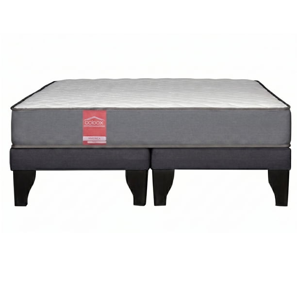 Cama 2 Plazas Europea Slim America Gris Tela Gris 150x190x50 Cm Resorte Bonell Dual Side