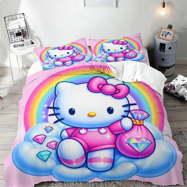 Mei Mei Kitty Bedding Duvet Cover Soft & Comfortable 3D Digital Printing King Size 100% Polyester Set Bedroom Decoration Bed Sheets