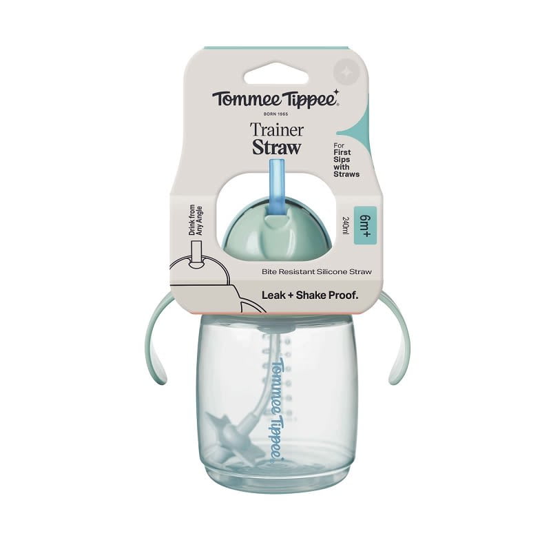 Tommee Tippee - Vaso Con Bombilla De Silicona 240ml Trainer Straw 6 Meses+