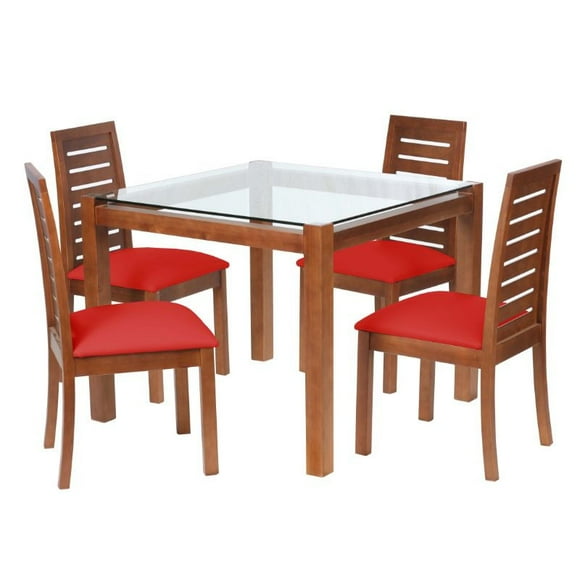 Comedor Barcelona 10X10 Con 4 Sillas Rojo