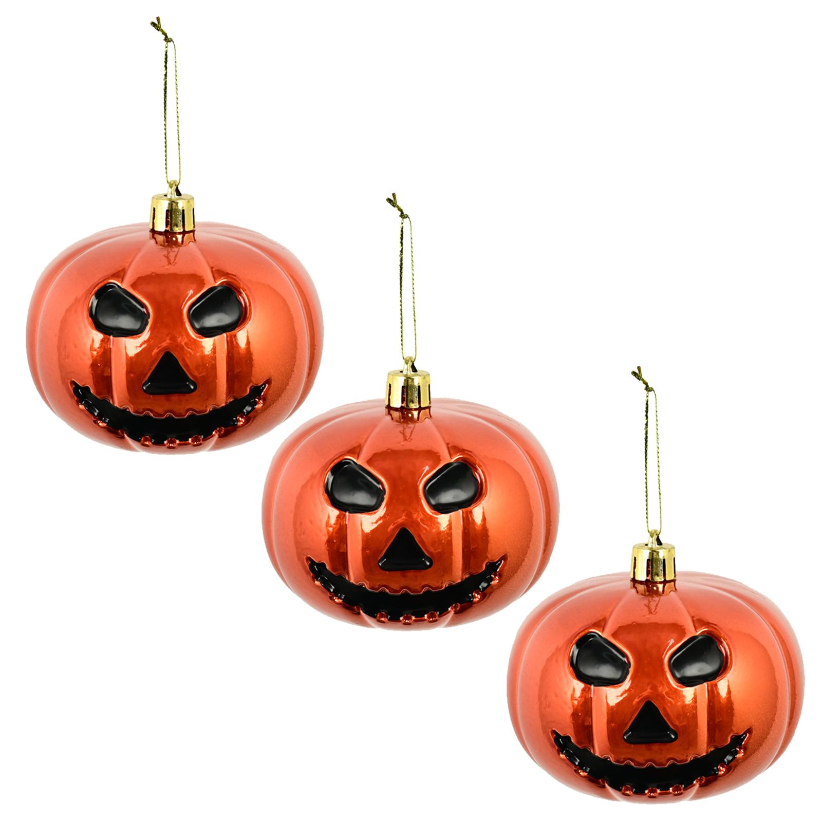 Bothyi - 3 Piezas Decoraciones De Calabaza Colgantes De Halloween Aterradoras Para Árbol Interior Exterior Naranja Nacarado