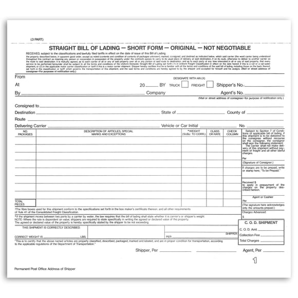 Papel de Calidad para Conocimiento de Embarque 21 × 18 cm – 200 juegos