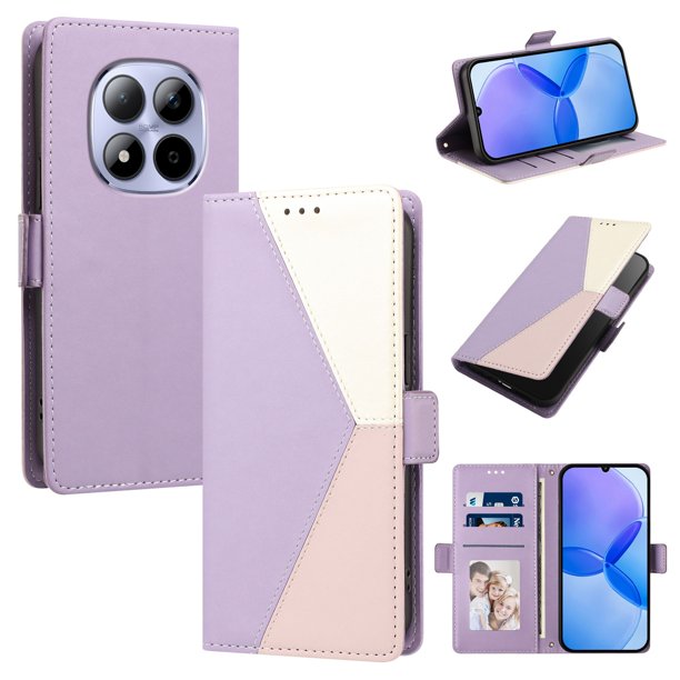 Funda Tipo Libro para Xiaomi Redmi Note 15 Pro 4G con Ranuras, Morado