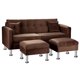 thumbnail image 3 of Sofa New Retro 3 Cuerpos Más 2 Pouf Felpa 12 Chocolate, 3 of 5