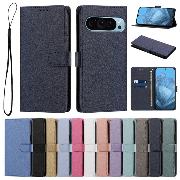 Cartera para Google Pixel 9/9 Pro 5G con Soporte y Correa, Azul Marino