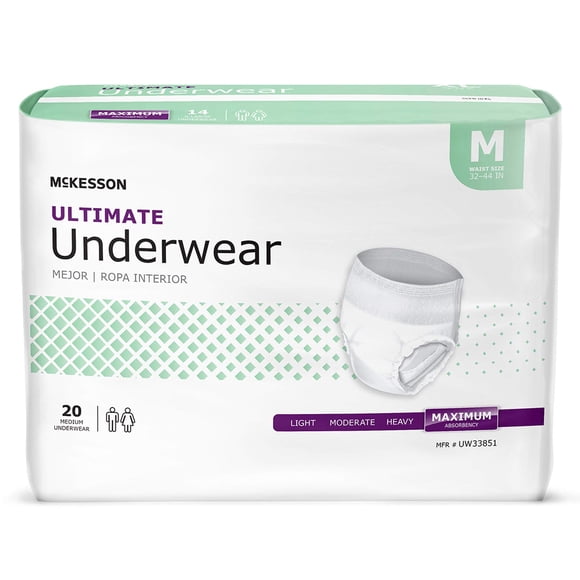 Ropa interior para incontinencia para adultos McKesson Ultimate Medium, 20 unidades